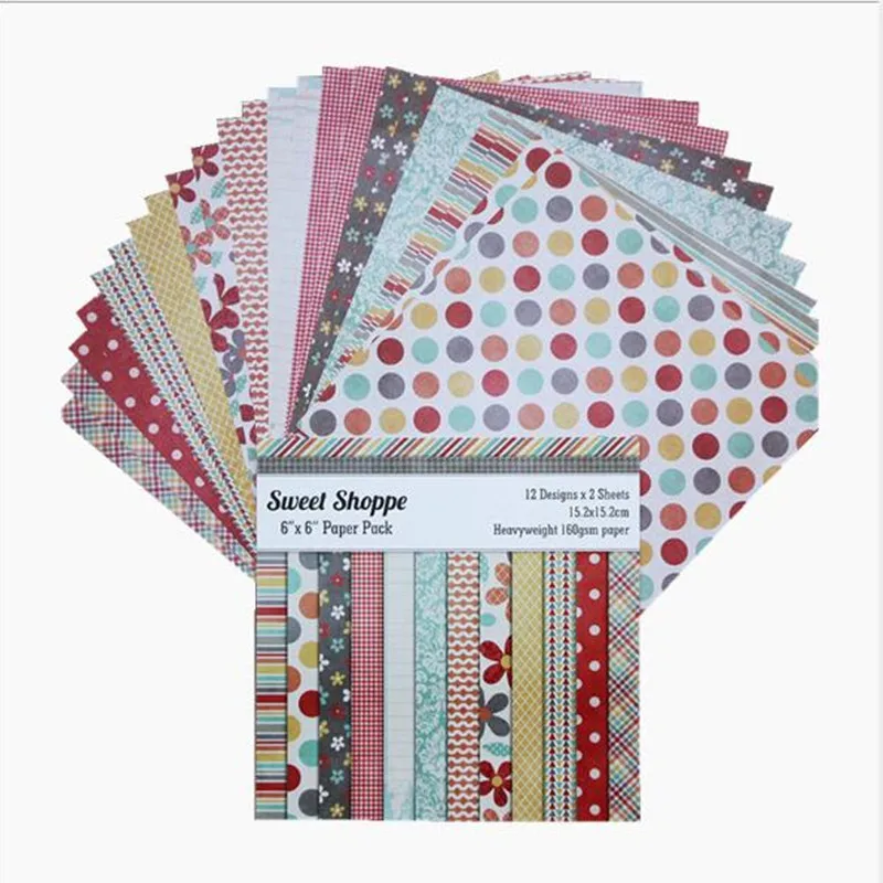 

24pcs 6" DIY Album Scrapbooking Pads Tissue Paper Origami Decor Card Making Background Packs Paper Mixed Pattern Handmade Crafts