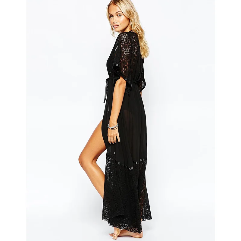 2018 Women Bikini Maxi Cover Up Clothing Boho Retro Beach Lace Crochet Kimono Chiffon Ladies Clothes Casual Summer Fashion New