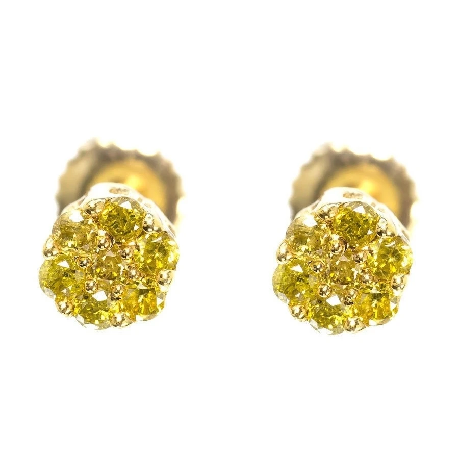 10k Yellow Gold Mens Las Round Canary Diamond Flower Cer 10k Yellow Gold Mens Las Round Canary Diamond Flower Cer Studs Earrings In From Jewelry Accessories On Aliexpress Alibaba Group