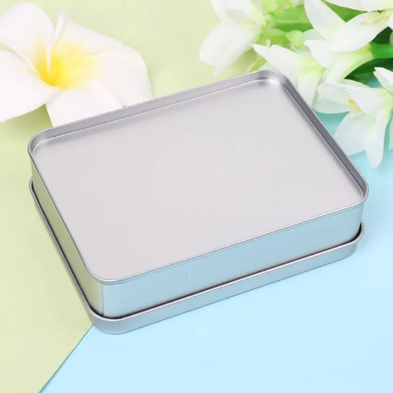 

Rectangular Clear Window Top Metal Tin Can Box Silver Storage Case Crafts Survival Kit For Money Coin Candy Keys Small Items