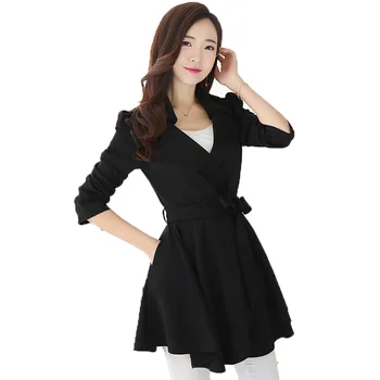 

Women Trench Coat Spring Fashion Double Breasted Long Sleeve Ladies Trench Lapel Windbreaker Long Slim Autumn Coats Outerwear