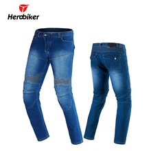 Homens Motocicleta Calças de Equitação Moto Jeans Com 4 HEROBIKER Protetores Joelheiras Motocross Calças de Corrida de Inverno Quente À Prova de Vento