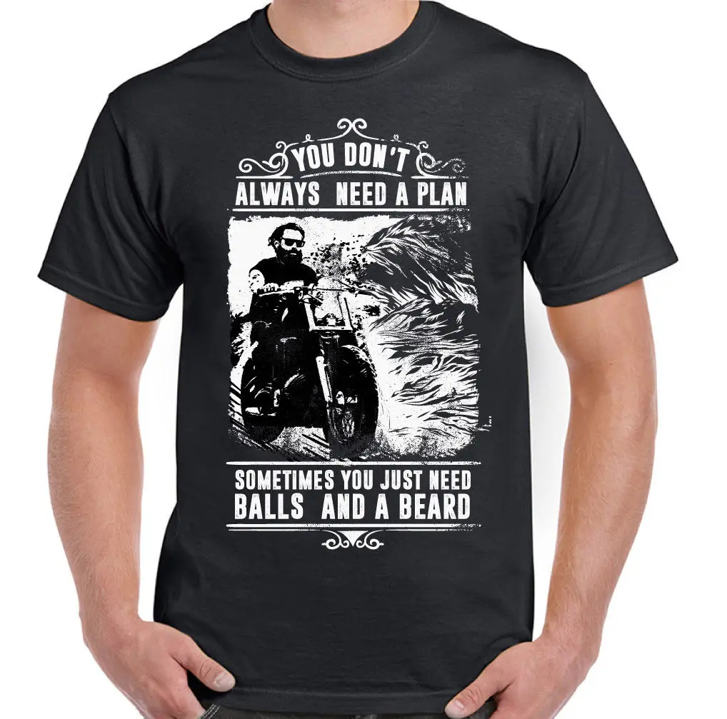 Balls & A Beard Mens Funny Biker T Shirt Motorbike Motorcycle Indian