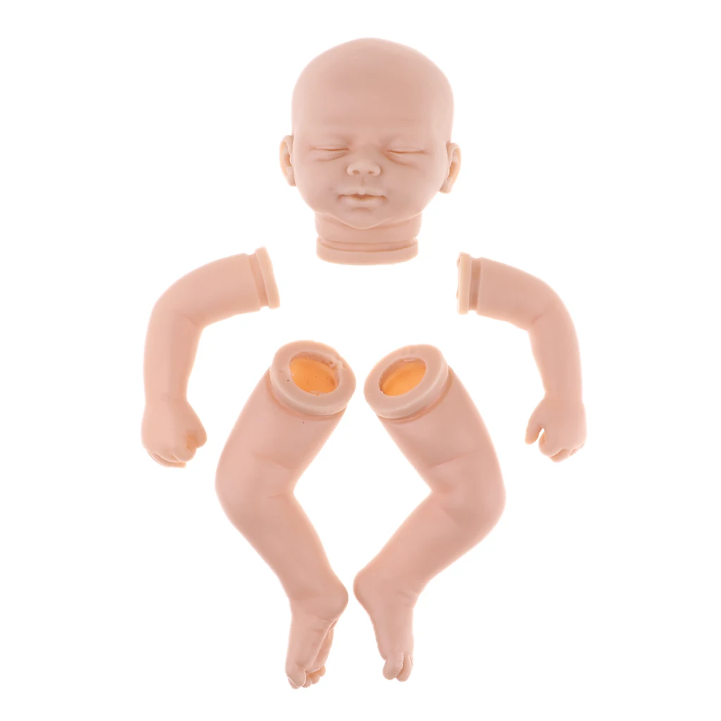Simulation 20inch Unpainted Reborn Kits Baby Doll Vinyl Molds - Head, 3/4 Arms Full Legs, Close Eyes For Children Birthday Gift
