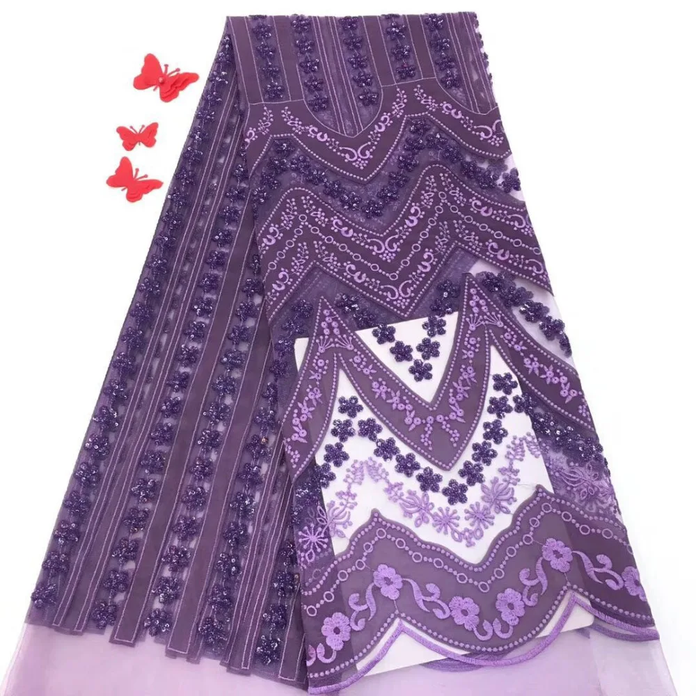 

African Tulle Lace Fabric With Sequins Purple / Gold / Black /White African French Lace Fabric High Quality Organza Lace AFFJF-2