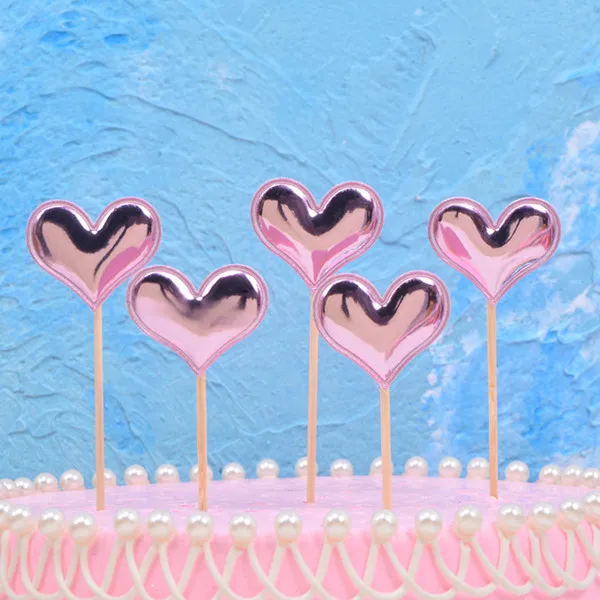 5 шт. Микки и Минни головы торт Топпер флажки для кексов для предродовой вечеринки мальчик дети день рождения партии Свадебные украшения Поставки - Цвет: Pink Heart