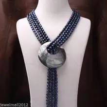 6-8 мм настоящая пресноводная жемчужина 2 длинное ожерелье отделяемое оболочки узел колье, свадебные украшения кристалл женщин