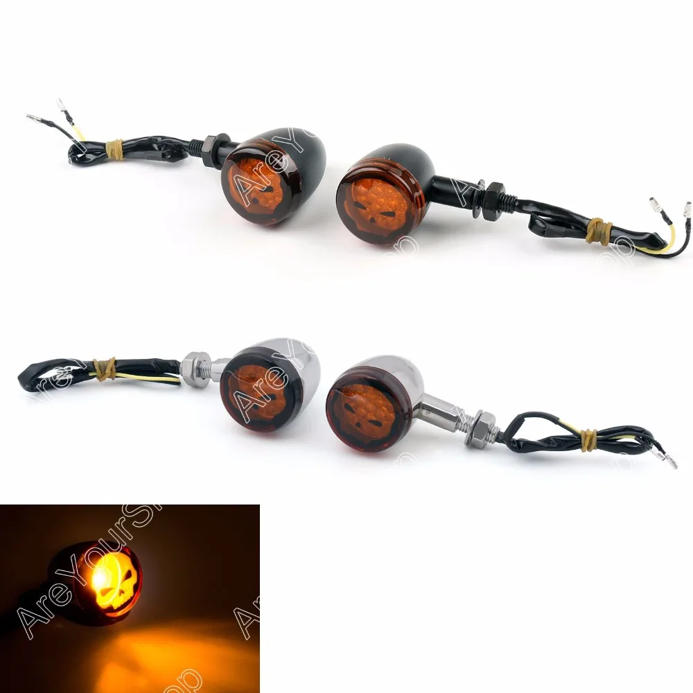 

Motorcycle Turn Signals Skull Lens Motorcycle Turn Signals Indicators Blinkers Lights For Harley Davidson Softail Cross Bones