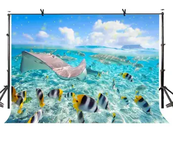 

150x220cm Underwater World Backdrop Blue Ocean Underwater World Photography Background for Camera Photo Props