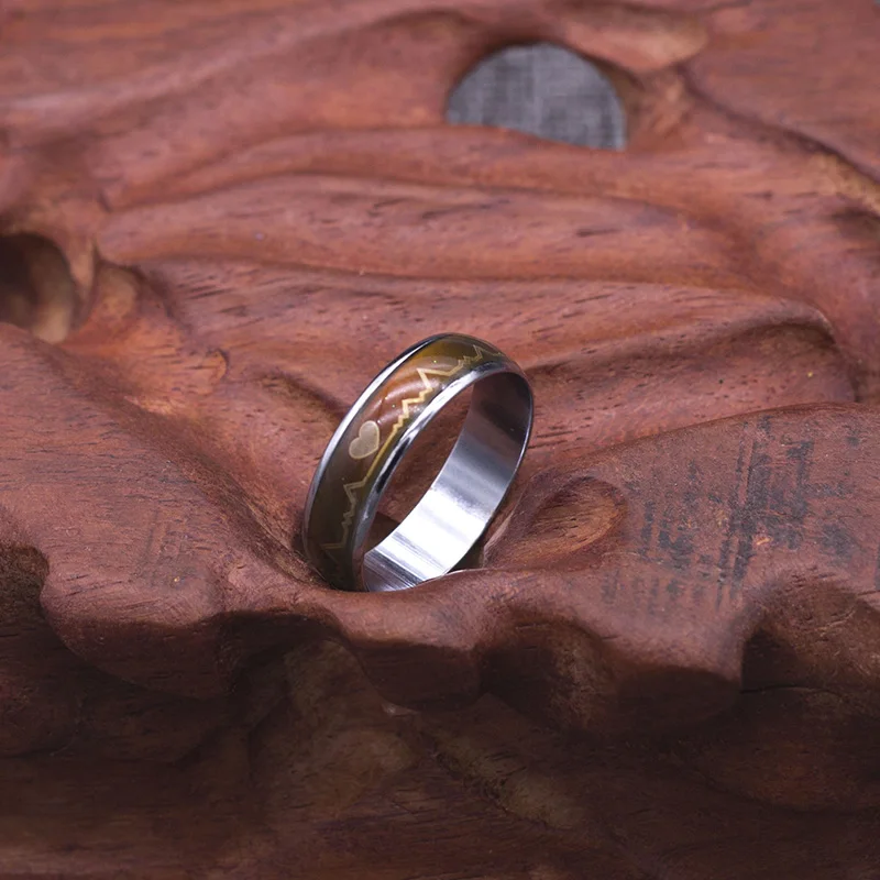 Новое кольцо настроения меняющее цвет кольцо «сердцебиение» кольцо ecg цвет ful Dis цвет ation пара кольцо