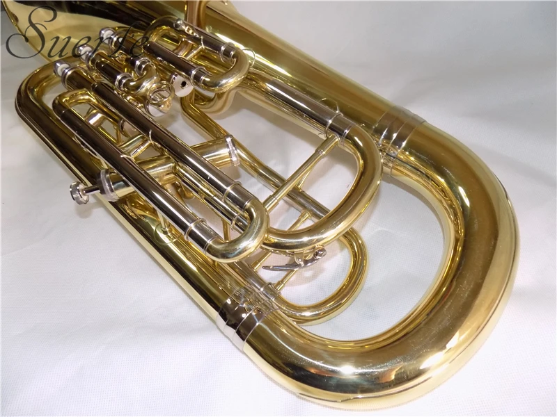 Bb Euphonium с чехлом из АБС 3 + 1 четыре поршня латунный лак музыкальные