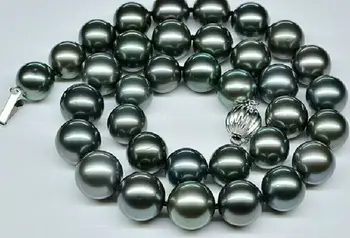 

gorgeous natural 11-12mm natural tahitian back green pearl neckace 18inch