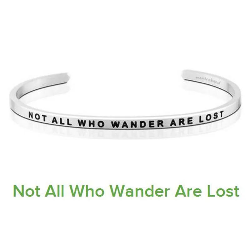 

5PC Fashion Silver Wrap Cuff Bracelets NOT ALL WHO WANDER ARE LOST Bangles For Women Jewelry Bangle