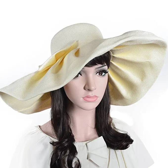 المرأة الكتان كشكش المرنة كنتاكي ديربي قبعة مع كبير Bowknot واسعة كبيرة حافة الشمس القبعات الزفاف الكنيسة كاب الصيف الشاطئ قبعات A1 المرأة الكتان كشكش المرنة كنتاكي ديربي قبعة مع كبير Bowknot واسعة كبيرة حافة الشمس القبعات الزفاف الكنيسة كاب الصيف الشاطئ قبعات A1