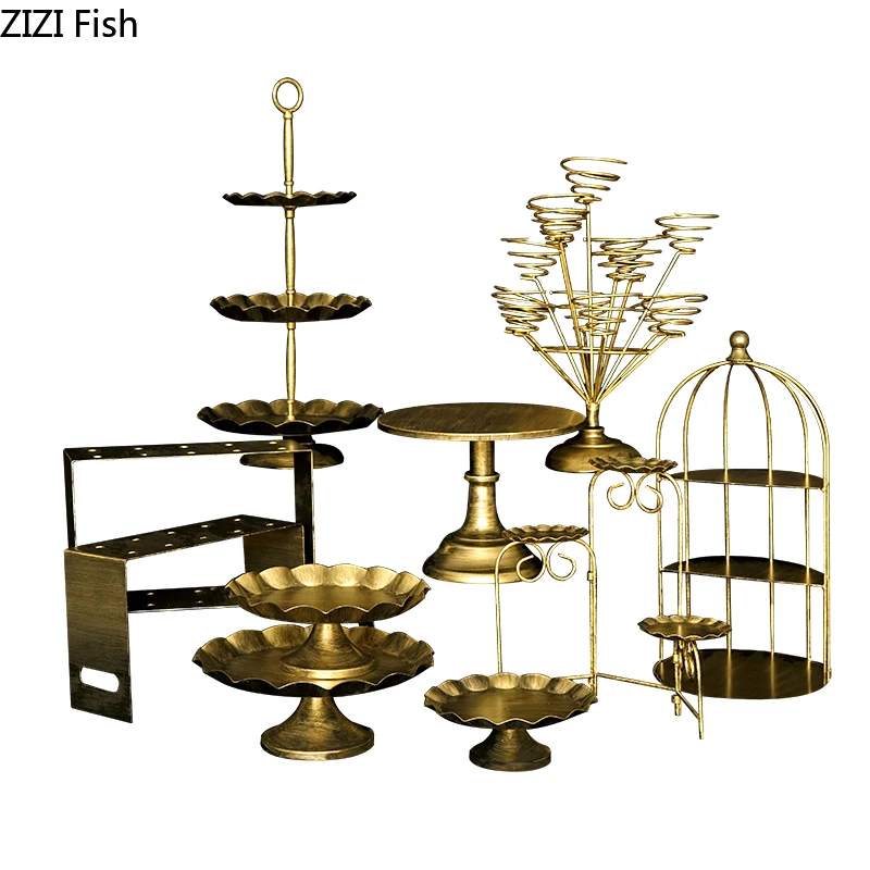 

1 Piece Vintage Gold Cake Cupcake Trays Birdcage Wedding Cake Tools Home Decoration Bar Dessert Table Party Supplier