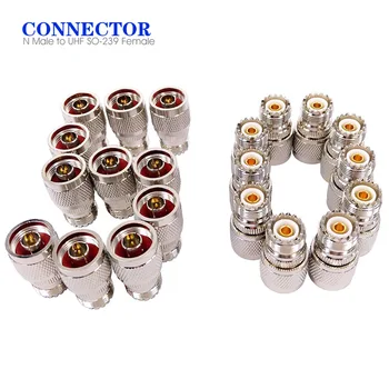 

50 Pieces SO239 UHF Female Jack to N Male Plug RF Coaxial Adapter Connector For Walkie Talkie Two Way Radio Antenna