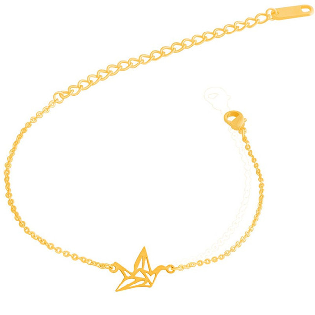 Attract 10 PCS Tattoo Bird Charm Pulseiras Femininas Gold Stainless Steel Couple Jewelry Vintage Origami Crane Bracelet