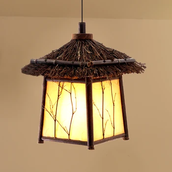 

loft garden pendant lamps Bamboo pendant lights personality lantern restaurant Chinese bamboo staircase balcony za