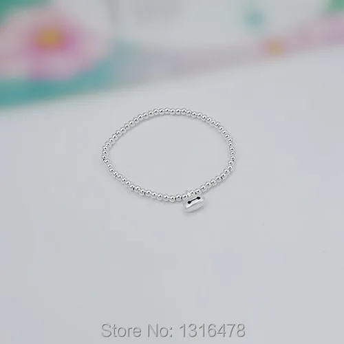 

New Big Discount Sterling Silver 3 mm ball pretty generous lady white bracelet