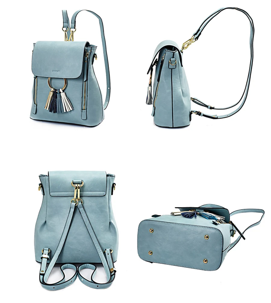 JKBW Women's Backpacks Korean Fashion Small Leather Bag Top-quality PU Tassel Zipper Bags Mini Backpack Round Ring School Bags (7)