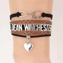 Прямая знак бесконечности любящее сердце Шарм винтажные браслеты для женщин и мужчин фильм ювелирные изделия Многослойные Дин Винчестер браслет и браслеты
