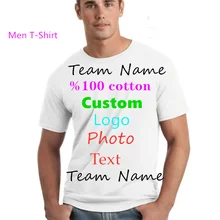 Мужская футболка с принтом на заказ, Мужская футболка, сделай сам, как фото или логотип, белые футболки, детская футболка, белая,% 100 хлопок