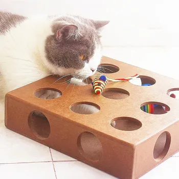 

Cat Toy Pet Play Toy Box Cats Hide & Seek Box Scratching Toy Funny Platform Kitty Puzzle Toys with Balls Pet Dog Cat Supplies