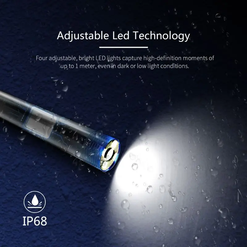  14.2mm 5.0MP WIFI Endoscope Camera HD Auto Focus IP68 Waterproof Hard Cable Inspection Camera USB 4