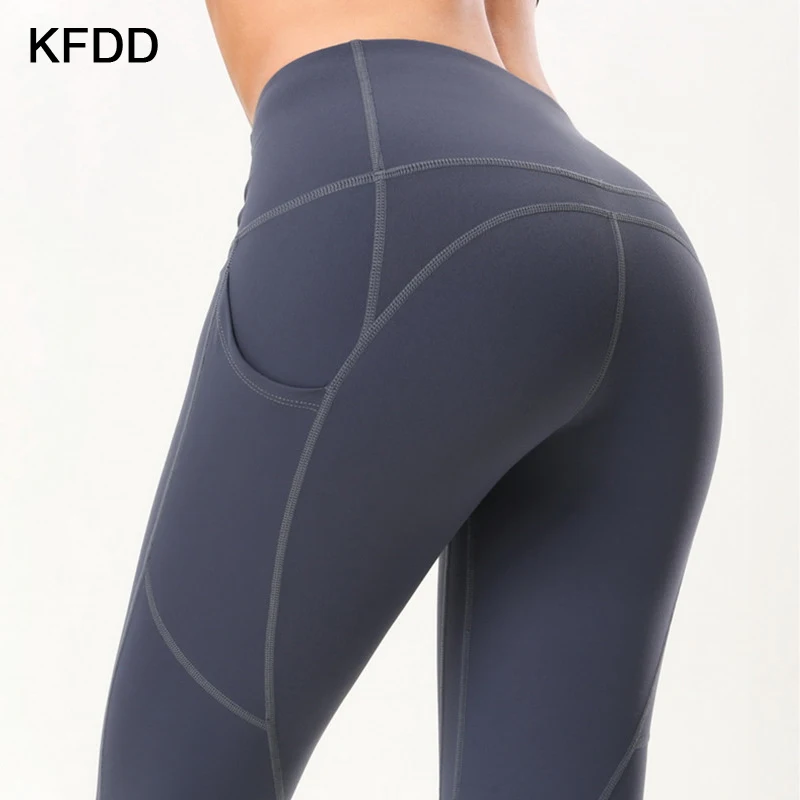 

KFDD Fitness Yoga Pants With Pocket Jogging Workout Running Leggins Gym Elastic Femme Pant Sexy Push Up Gym