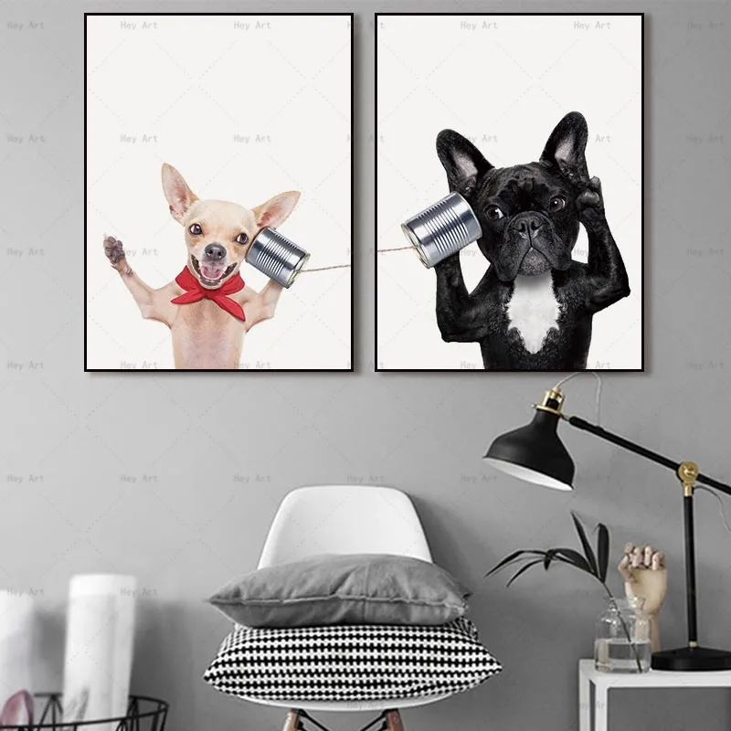 

Frameless Printing Dog Decorative Pictures Wall Art Picture Print Cartoon Animal Canvas Painting for Living Room Nordic Poster