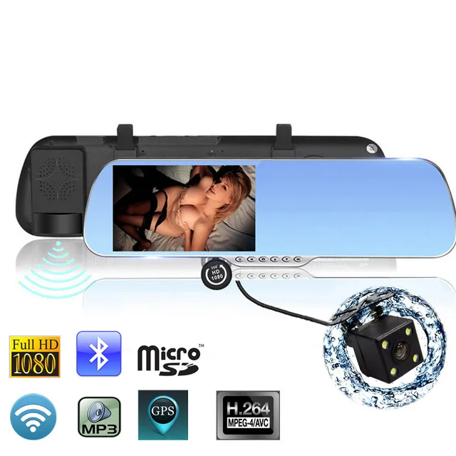 Лучший Автомобильный видеорегистратор зеркало заднего вида с двумя объективами " сенсорный gps навигатор 8 ГБ Android 4,0 HD 1080P Bluetooth видео рекордер карта