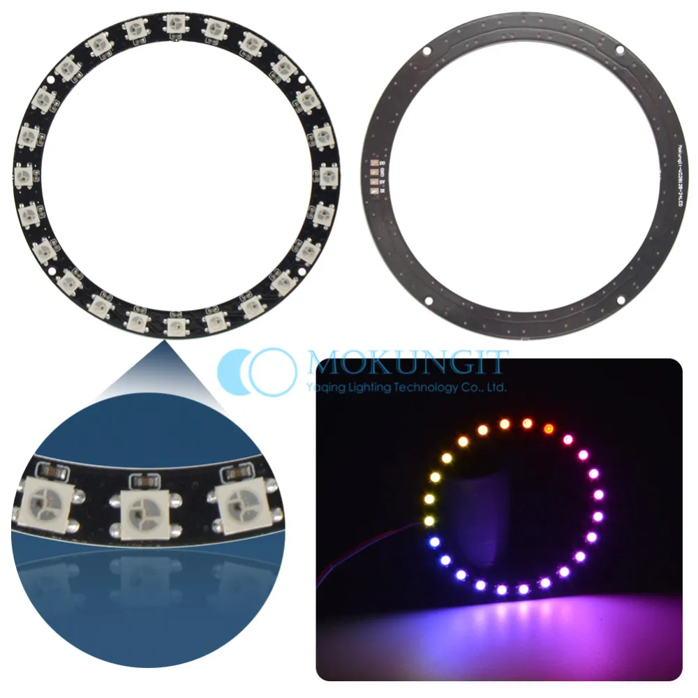 Mokungit WS2812B кольцо 1 8 12 16 24 32 93 241 SK6812 бит 4-Ring RGB светодиодный Ring 5050 встроенный rgb-драйвер для Arduino тип полосы