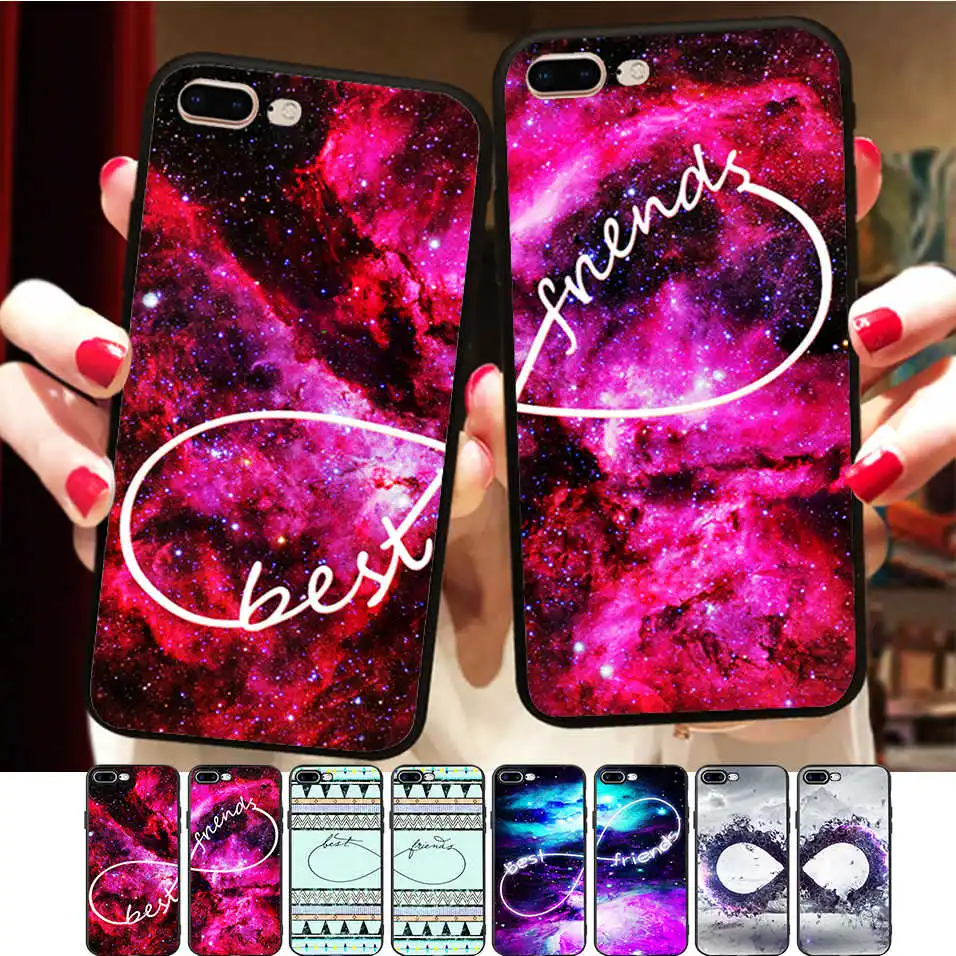 

BFF Space Infinity Couple Cover For iPhone X 8 5 5S XR XS Max 6 6S 7 Plus Case Best Friends Soft Silicone Phone Fundas Capinha
