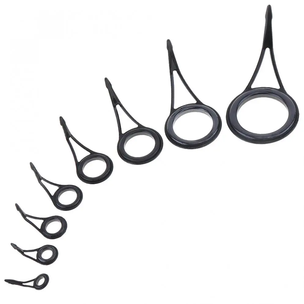 8pcs/lot Black Mixed Size Fishing Rod Guide Set Tip Strong Line Rings