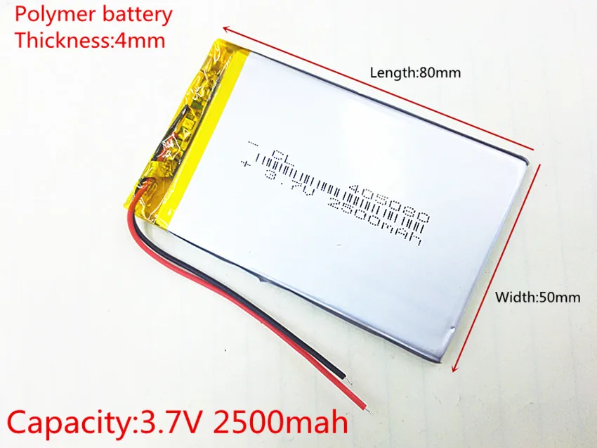 

3.7V 2500mAh Lithium Polymer LiPo Rechargeable Battery cells power For PAD GPS PSP Vedio Game E-Book Tablet PC Power Bank 405080