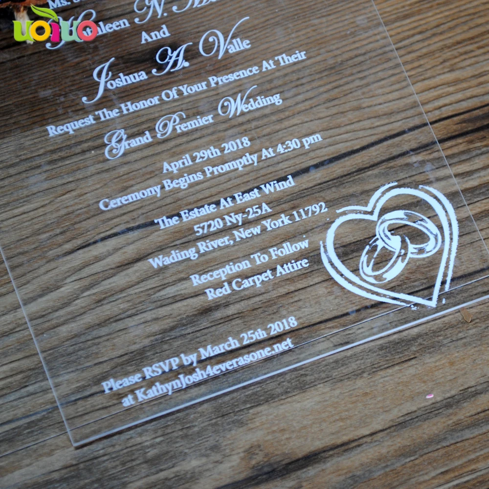  Luxurious printing wedding invitation card making laser cut clear acrylic glass invitation card pri - 32916001886