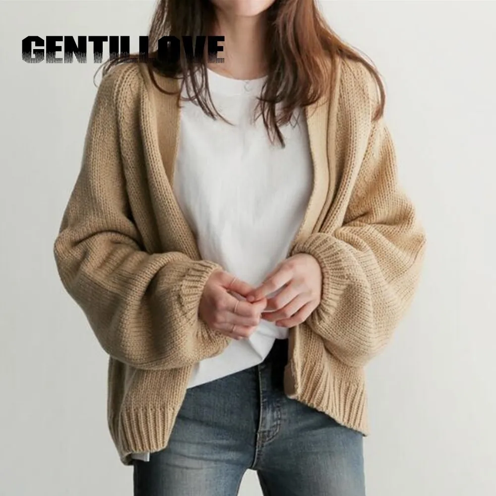 

Sweater Cardigan Women's 2019 New Korean Loose Knit Sweater Women Coat Solid Knitting Outwear Female Casual Open Stitch