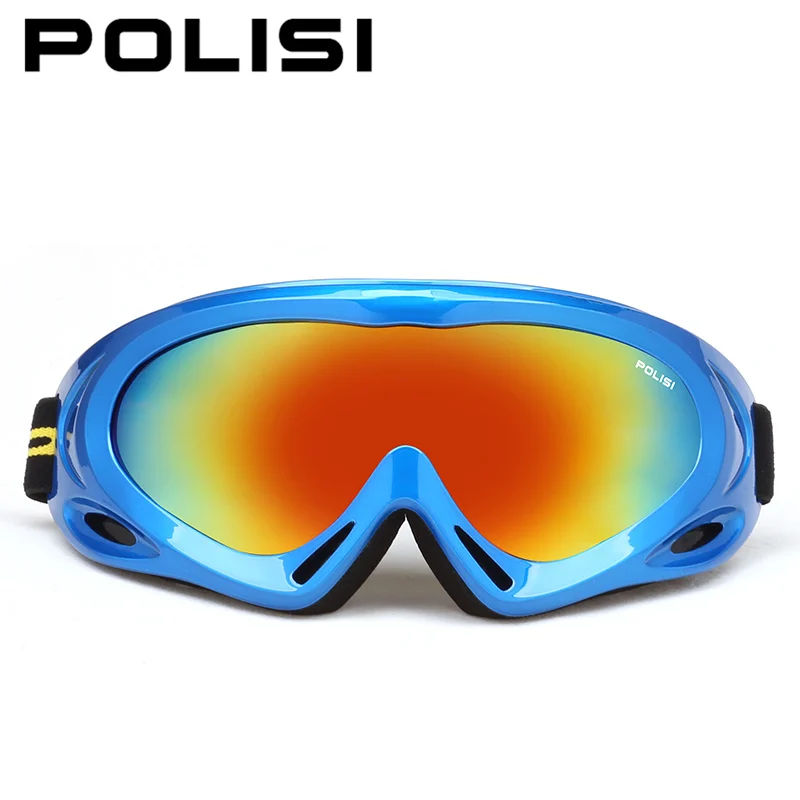 POLISI мужские и женские снежные очки для сноуборда зимние противотуманные лыжные очки для скейтборда UV400 лыжные альпинистские защитные очки - Цвет: Blue