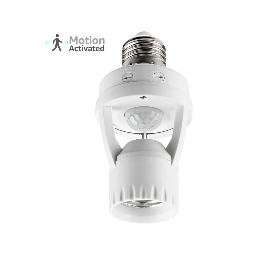 

LEDGLE Smart Lamp Base Motion Sensor Lamp Holder Practical Lamps Adapter E27 Socket Long Sensing Distance Wide Beam Angle Light