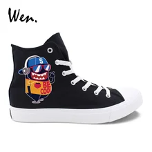 Wen унисекс; Вулканизированная обувь; крошечный монстр; дизайн; черные лоферы на низком каблуке; белые парусиновые кроссовки на плоской подошве