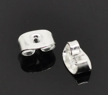 

DoreenBeads Alloy Earring Components Post Stopper Bowknot Silver Plated 6mm(2/8")x 4mm(1/8"),55 PCs