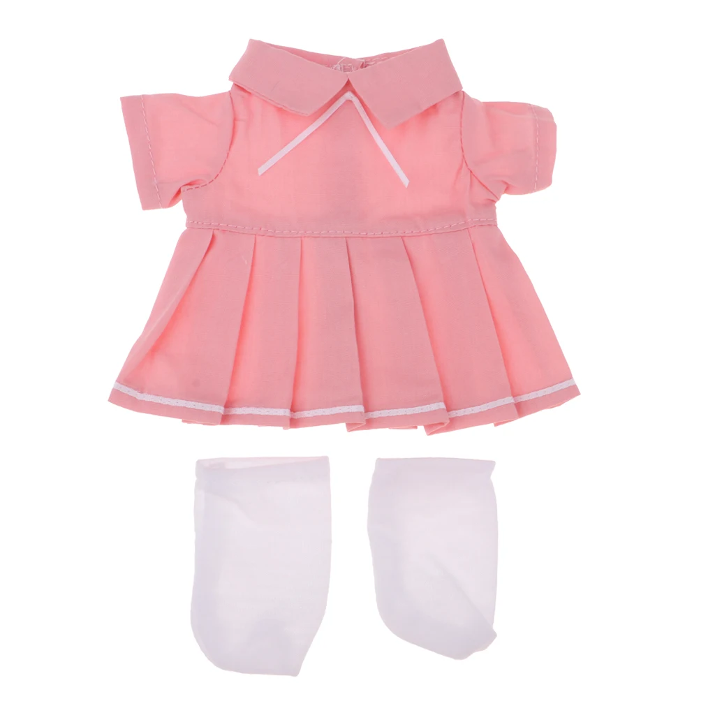 Lovely Pink Dress Socks Suit Pleated Dress for Mellchan Baby Girl Dolls Clothes Accessories for Kids Gift