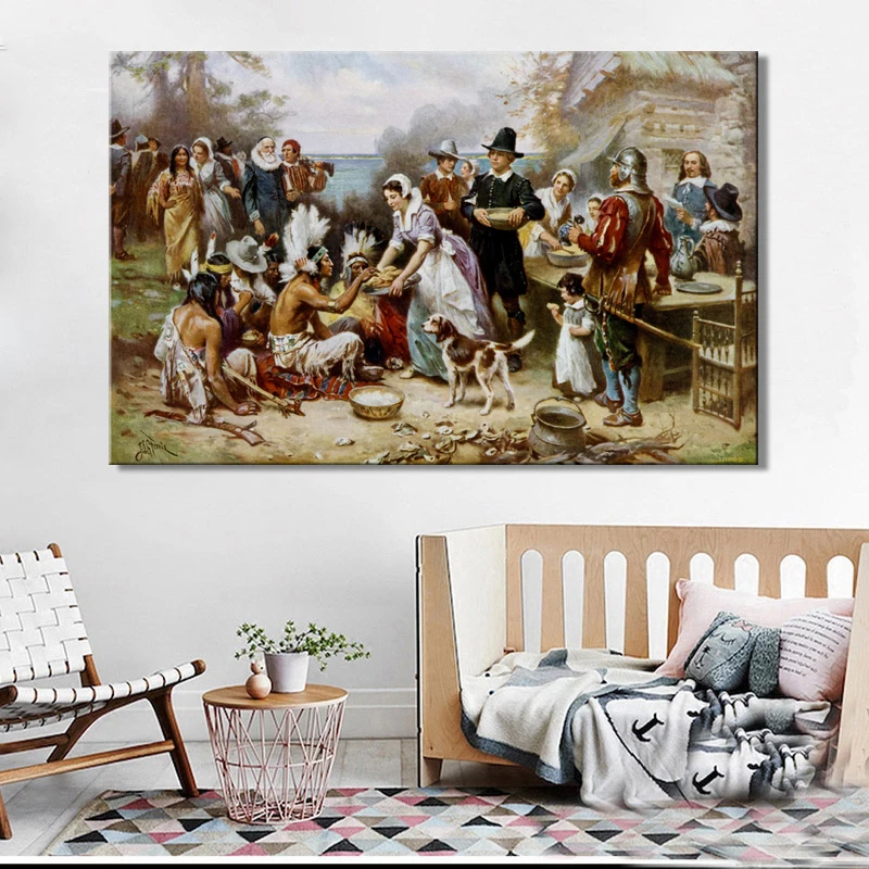 Famous Painting the First Thanksgiving by Jean Leon Gerome Ferris
