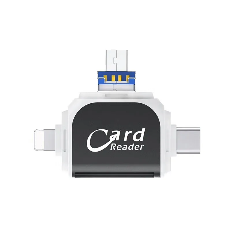 4 в 1 OTG картридер Micro USB C карт памяти Micro SD адаптер TF Card Reader для iPhone X 6 7 8 samsung S8 телефона Android