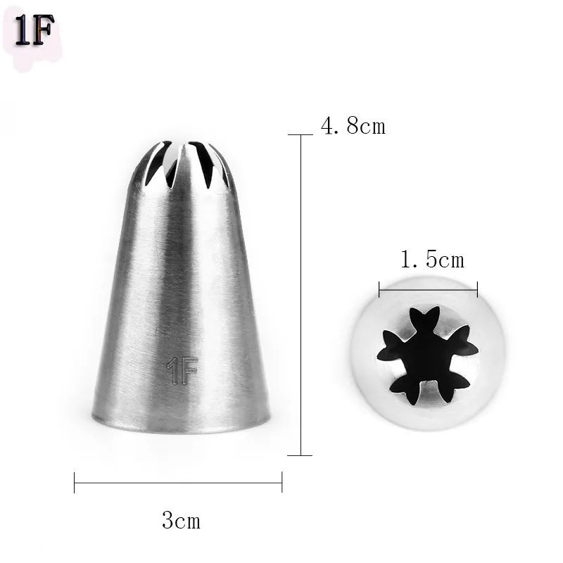 Крем торт Шелковый инструмент для цветов 304 нержавеющая сталь рот сопла крем рот Кондитерские слоеные Крем Шприц украшения торта инструмент - Цвет: 1F