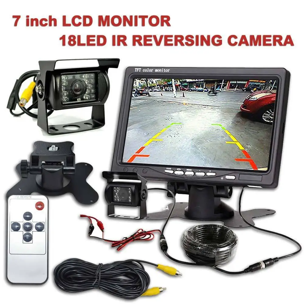 

Waterproof 7 In Vehicle-mounted LCD Display + Bus Camera Monitoring Reversing Set HD CCD Reversing Night Vision Backup Camera