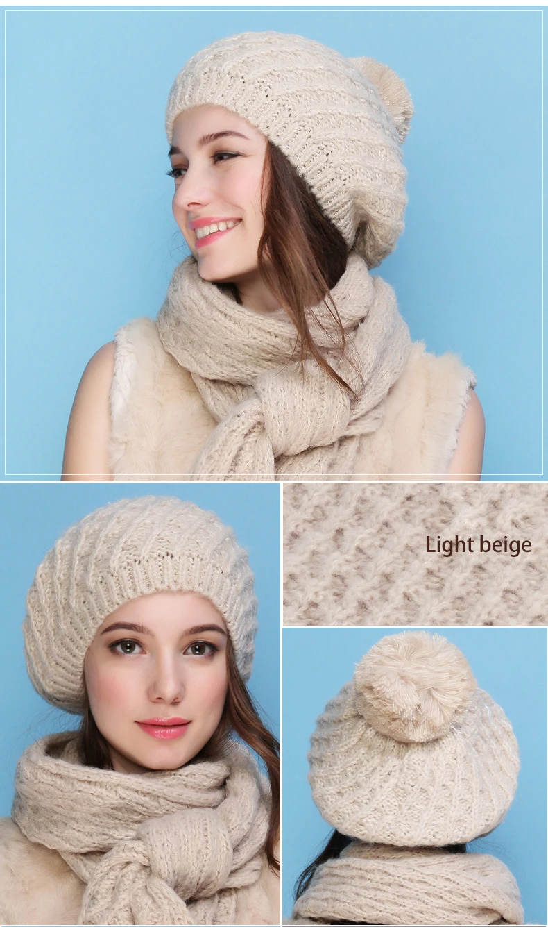 Charles Perra женские наборы шарф шапка осень зима новые вязаные шапки ...