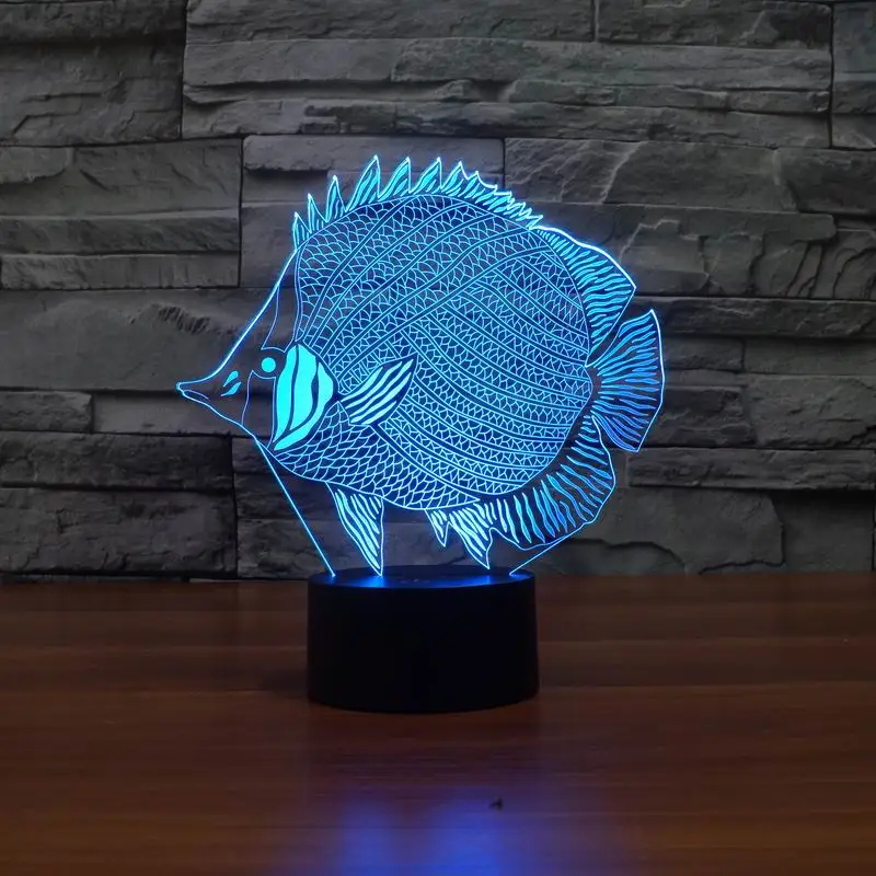 Рыбалка 3D светильник 7 цветов дистанционное изменение сенсорный выключатель рыбы 3D ночник огни акрил Bluetooth Настольная лампа для подарок - Испускаемый цвет: fish