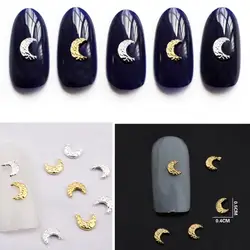 100psc цвета: золотистый, серебристый металл Луны 3D украшения ногтей Книги по искусству Подвески Полумесяца Дизайн DIY сплава поставки блеск