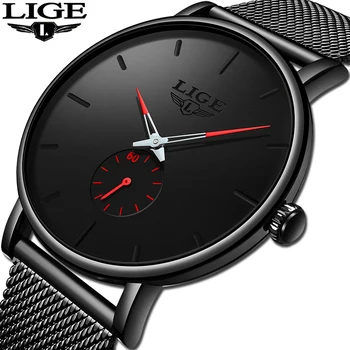 

Relogio Masculino LIGE Casual Watch Men Top Brand Luxury Fashion Ultra-Thin Mesh Belt Quartz Watches Mens Waterproof Sport Watch
